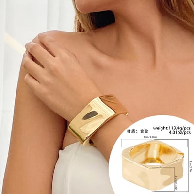 Overdreven Legering Open Manchet Armband & Armband Voor Vrouwen Dikke Grote Armbanden Goud Koper Kleur Manchet Grunge Sieraden beige