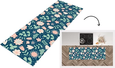 Keukenloper - Loper keuken - Bloemen - Patroon - Planten - 150x50 cm - Keukenloper vinyl