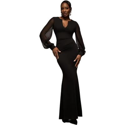 Ballonmouwen Chiffon Jurk Dames Goddiva Scuba