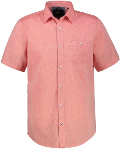 LERROS Effen overhemd met korte mouwen in grote maten , Maat: 3XL , Kleur: VIVID RED , 80% katoen, 20% linnen