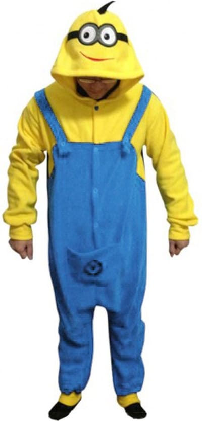 KIMU® Onesie Minion Baby Pakje - Maat 68-74 - Monster Pak Geel Blauw Overall Jumpsuit Huispak Kostuum Pyjama Babypakje Jongen Meisje Fleece Festival