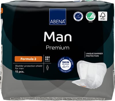 ABENA Man Premium Formula 2 - 15 Stuks Incontinentieverband voor Mannen - Incontinentie Mannen voor Licht tot Matig Urineverlies - 23x29cm / 700ml