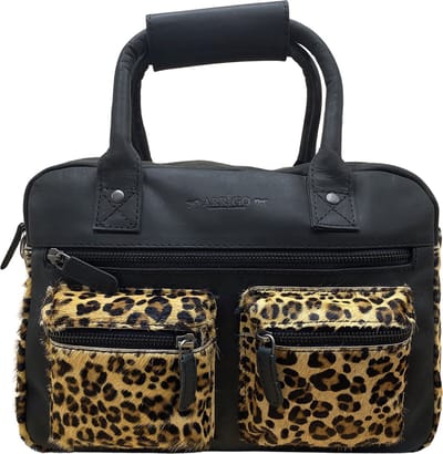 Handtas - Zwart - Luipaard Print - Crossbody Dames Tas – Cowboybag - Schoudertas Leer – Westernbag
