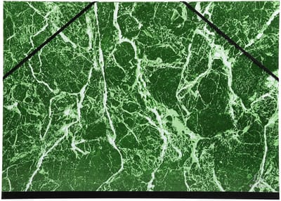 Exacompta 10x Tekenmap gemarmerd vernist papier met elastieken 32x45 - A3 - Groen - 632E