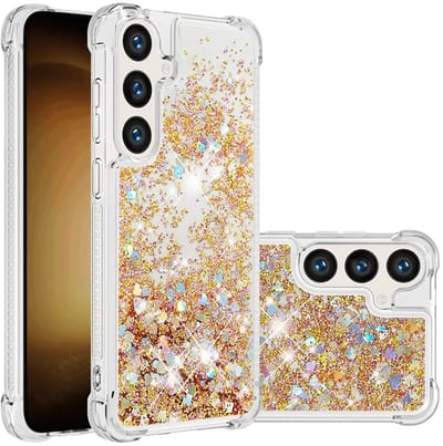 Coverup Hoesje - Geschikt voor Samsung Galaxy S24 FE Hoesje - Coverup Liquid Glitter Back Cover - Goud