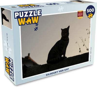 Puzzel Kat - Donker - Schutting - Legpuzzel - Puzzel 500 stukjes