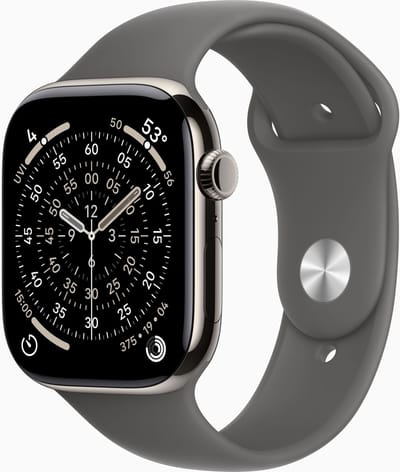 Apple Watch 11 - Wifi + 5G - 46mm - Natural Titanium Case with Stone Grey Sport Band - S/M