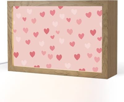 Nachtlampje 30x20 cm - Kinder lampje - Hartjes - Patroon - Roze - Tafellamp kinderkamer - Slaapkamer lamp - Bedlamp kinderen - Kinderlampje stopcontact - Wandlamp babykamer - Nachtlampjes