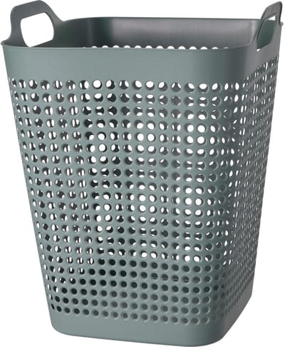 Storage Solutions Wasmand - groen - 48 liter - 40 x 51 cm - kunststof - wasbox - mand voor wasgoed - badkamer