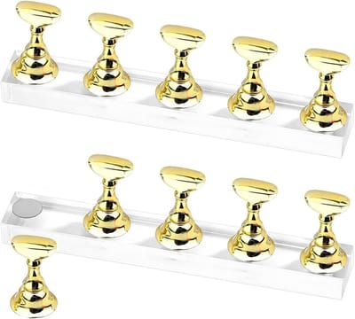 Nail Display Stand Set van 2, Magnetische Nagelhouder, Acryl Nagelstand voor Kunstnagels, Manicure Accessoires en Salon Benodigdheden