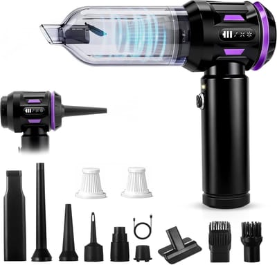 NETTLIFE - Kruimelzuiger - Handstofzuiger - Accu Mini Stofzuiger Draadloos - 25000Pa - 4-in-1 Autostoofzuiger - 3 standen - Draagbare stofzuiger - voor auto Huishouden Dierenharen - violet