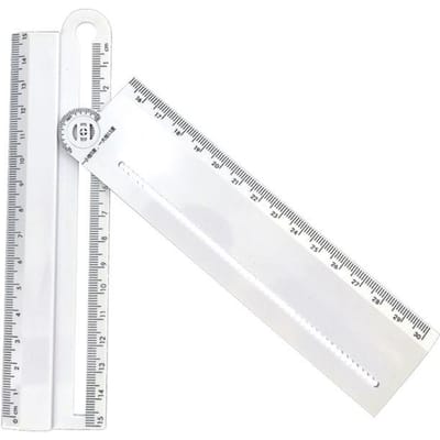 1 stuks Eenvoudige Stijl 30cm Transparante Rechthoekige Liniaal Hoekmeter Student Kantoorbenodigdheden Tekengereedschap Benodigdheden 1pcs white