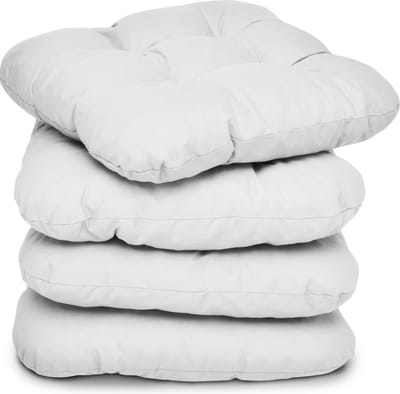 Beautissu Lisa – Set van 4 Zitkussen 40x40 cm – Stoelkussens Eetkamer – 8cm Vulling – Wit