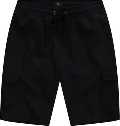 JP 1880 - Heren - Sweat-cargobermuda elastische tailleband cargozakken - Zwart - Maat 3XL