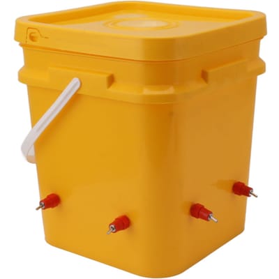 Tasse abreuvoire automatique pour poulet avec baril portable de 12 L Équipement de boisson pour volaille pour oie canard Seau + Tête rouge de cul orange