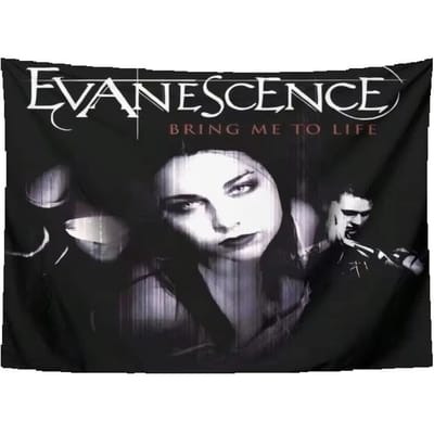 1 Stuk Evanescence Rockband Wandkleed Voor Slaapkamer Woonkamer, Coole Kamer Spullen, Grote Maat, Polyester 2D Print, Slaapkamer Spullen, 40X60cm black
