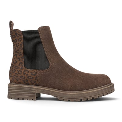 Blowfish Malibu dames chelsea boots van kunstsuède met bruine luipaardprint - Alfie