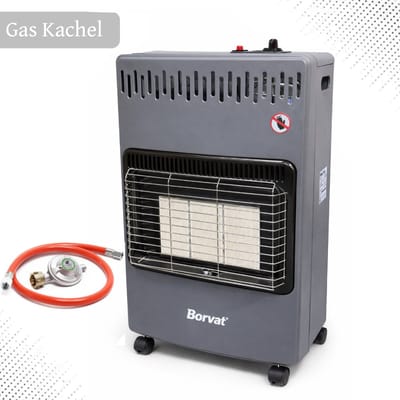 Borvat® Opvouwbare Gas Heater – Mobiele Gaskachel met Wielen – 3 Standen – warmtestraler met piëzo – 4200 W –Grijs