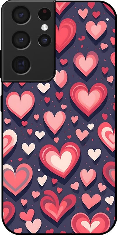 Smartphonica Telefoonhoesje Geschikt voor Samsung Galaxy S21 Ultra met Hartjes Opdruk - TPU Backcover Case With Heart Design geschikt voor Samsung Galaxy S21 Ultra