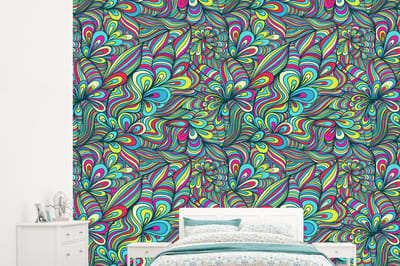Behang - Fotobehang Fantasy - Design - Kleuren - Retro - Breedte 245 cm x hoogte 220 cm