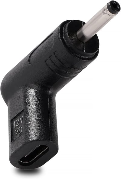 USB C naar DC 12V Adapter - Type C Vrouwelijk naar DC 3.0x1.1 mm Mannelijk - 90 Graden Gehoekt voor Routers en Bewakingsapparatuur