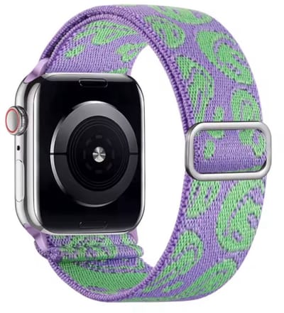 MY PROTECT - Nylon Bandje - Geschikt Voor Apple Watch Bandje - Series 1/2/3/4/5/6/7/8/9/10/11/SE/Ultra - 44mm - 45mm - 46mm - 49mm - Nylon Band - Happy