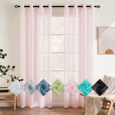 Dailygoods- Raamgordijnen Transparant - 2 Panelen - 140 x 245 cm - Vitrage met Ringen - Lichtdoorlatend - 100% Polyester