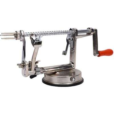 Éplucheur et vide-pomme à manivelle en acier inoxydable 304 avec manche en bois pour fruits et pommes de terre gray