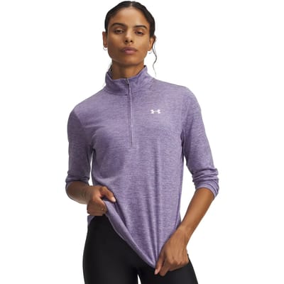 Under Armour Tech 1/2 Zip- Twist-PPL Dames Sporttrui - Paars Luxe - Wit