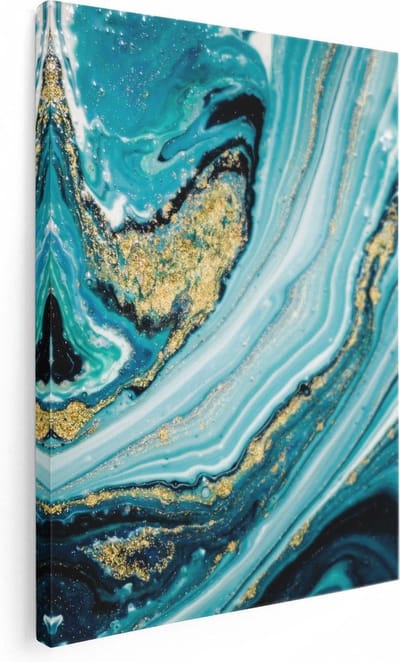 Artaza Canvas Schilderij Marmer Goud - 30x40 cm - Klein - Muurdecoratie Abstract - Wanddecoratie Woonkamer - Kamer Accessoires
