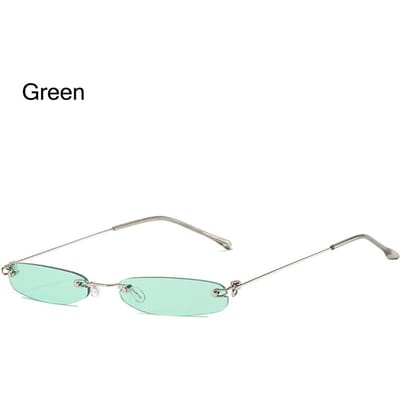 Mode Randloze Rechthoekige Zonnebril UV400 Helder Glas Smal Randloos Kleine Zonnebrillen voor Dames Heren