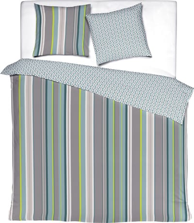 Mistral Home - DEKBEDOVERTREK - katoensatijn - 240 x 220 cm + 2x 65 x 65 cm - lits-jumeaux - strepen - blauw