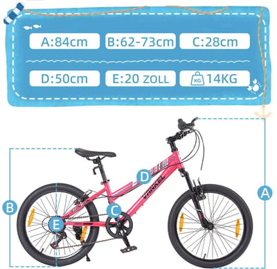 MODFU - Kinderfiets - V-Brakes - Lage Instap - Voor School En Vrije Tijd - Staal - Roze - 20 Inch