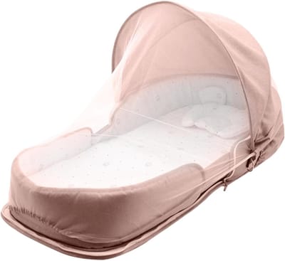Babybedje Opvouwbaar - Peuter wieg - Comfortabel slapen - Ademend gaasnet - 42x40x18 cm - Khaki