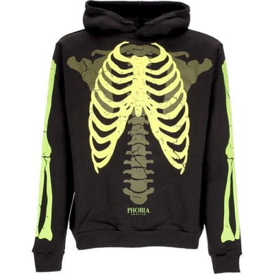 Bones Hoodie Lichtgewicht herenhoodie Zwart/groen/lichtgroen