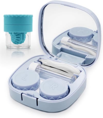 BOTC Lensdoosje met spiegel - Contactlensreiniger - Contactlenzen doosje - Handig voor onderweg - Blauw