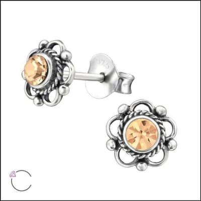 Aramat Jewels | Oorbellen | Zilveren Bloemoorbellen Oranje 7 mm | | | |7mm | Zilver | Volwassenen, Kinderen | Verkleurd niet