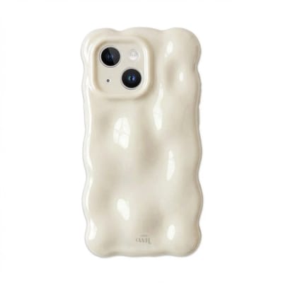 xoxo Wildhearts Bubbly case Cloud Dancer telefoonhoesje - Geschikt voor iPhone 13 - Hoesje met bobbeltjes - Krullede golfvorm - schokbestendig - Beige