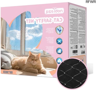 RFWR® Kattennet voor balkon en ramen, 8 x 3 m, transparant en veilig voor binnen en buiten