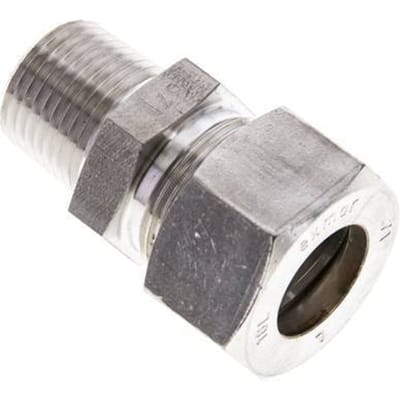 1/2'' NPT Buitendraad x 18L RVS Rechte Knelfitting 315 Bar DIN 2353 - FL2S-MO-ST-012N-18-L