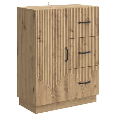 vidaXL - Dressoir - Artisanaal - eiken - 66 - x - 34,5 - x - 87 - cm - Bewerkt - hout