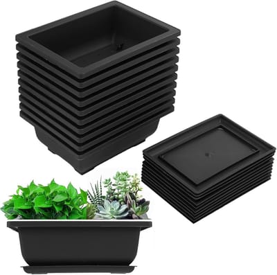 10 Packs Plastic Bonsai Training Pot Tray voor Plantenvermeerdering in Tuin, Balkon en Woonkamer - 16.5x12cm