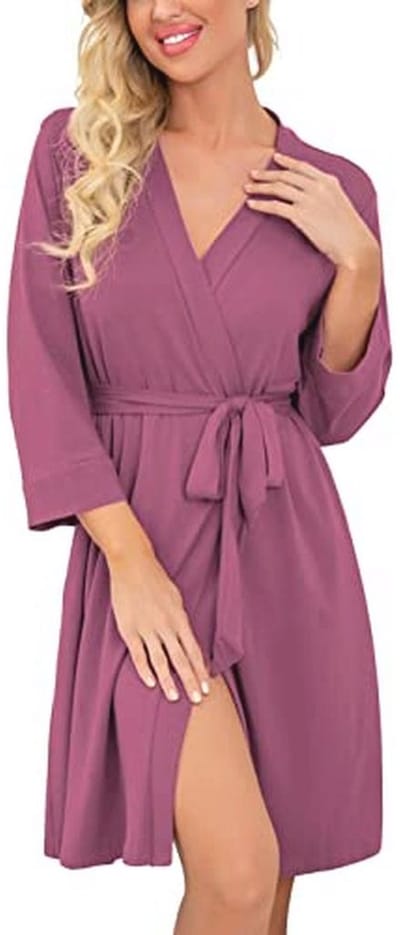 PrinStory Vrouwen Lang/Korte Badjas Gebreide Kimono Gewaden Zachte Vrouwen Badjassen Casual Dames Loungewear