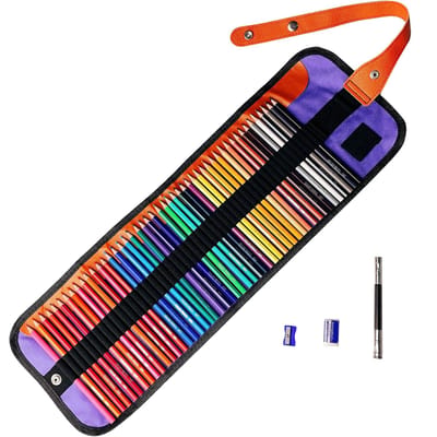 Kleurpotlodenset 72 Kleuren Heldere Kleur Gemiddelde Hardheid Kleurpotloden voor Volwassenen Studenten black