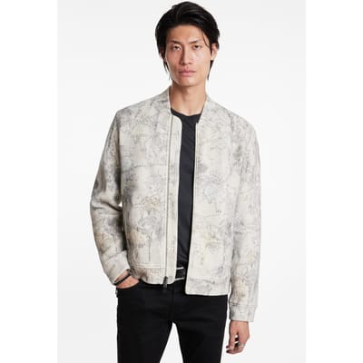 John Varvatos Goldberg Ls Quilted Bomber W Embroidery Tea Stain Size: XL | Bomber Jackets Outlet | Heren | Grijs