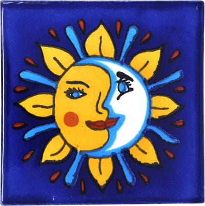Handgemaakte Tegel - Mexicaanse Keramiek - Kamer Decoratie - Uniek Talavera Ontwerp - 10.5 x 10.5cm - Blauw
