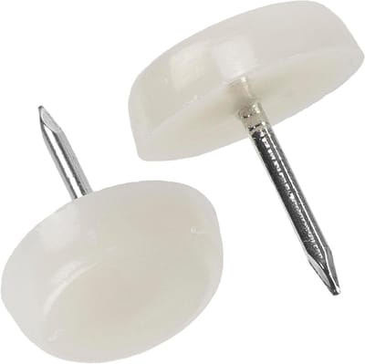 AERZETIX - K34148-100 stuks glijders voor meubels, stoelpoten, tafel - om te spijkeren - rond Ø16 mm van kunststof - kast commode placard bed accessoires vloerbescherming bank - kleur wit