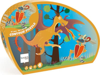 SCRATCH Contour Puzzel - Draak - 56.3X51.5X0.25Cm - 61 Stukjes - 4 Jaar