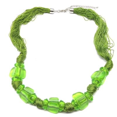 Behave - Ketting dames groen - Kralenketting met groene kralen - 64 cm