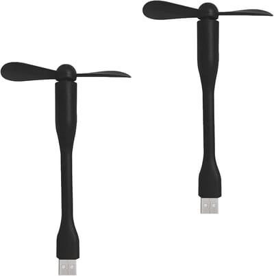 VHV - USB ventilator voor powerbank - flexibele mini ventilator - compacte fan 360° verstelbaar zwart - voor laptop, powerbank, bureau en reizen